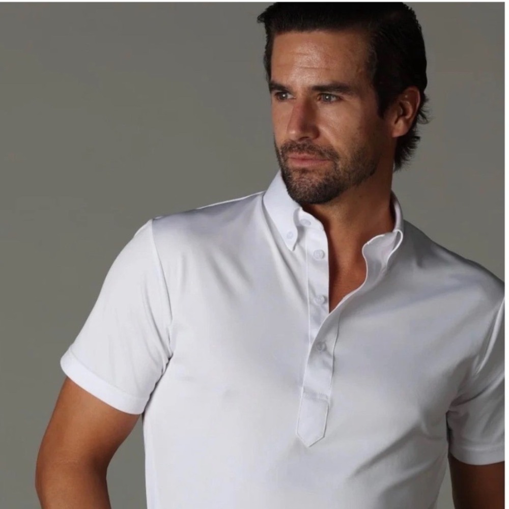 Collars &‎ Co Mens White Dress Collar Polo Shirt Short Sleeve Size 3XL *Read